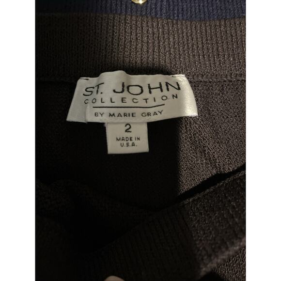 Vtg St John 2pc Skirt Suit Dk Brown Santana Knit Button Front Jacket Size 2 - Picture 11 of 15